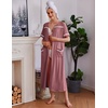 image:imageEkouaer Zipper Robes for Women Short Sleeve Bathrobe Soft Lightweight Housecoat Full Length Nightgown with Pockets S3XLGray Purple