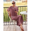image:imageEkouaer Zipper Robes for Women Short Sleeve Bathrobe Soft Lightweight Housecoat Full Length Nightgown with Pockets S3XLGray Purple