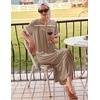 image:imageEkouaer Zipper Robes for Women Short Sleeve Bathrobe Soft Lightweight Housecoat Full Length Nightgown with Pockets S3XLKhaki