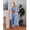 image:imageEkouaer Zipper Robes for Women Short Sleeve Bathrobe Soft Lightweight Housecoat Full Length Nightgown with Pockets S3XLLight Blue