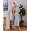 image:imageEkouaer Zipper Robes for Women Short Sleeve Bathrobe Soft Lightweight Housecoat Full Length Nightgown with Pockets S3XLLight Grey