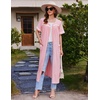 image:imageEkouaer Zipper Robes for Women Short Sleeve Bathrobe Soft Lightweight Housecoat Full Length Nightgown with Pockets S3XLPink
