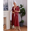 image:imageEkouaer Zipper Robes for Women Short Sleeve Bathrobe Soft Lightweight Housecoat Full Length Nightgown with Pockets S3XLWine Red
