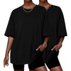 image:imageEkouaer 2 Pack Womens Tops Short Sleeve Oversized T Shirts Summer Spring Tops 2025 Basic Casual Tee Top SXXLBlackBlack