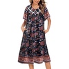 image:imageEkouaer House Dress for Women Button Down Nightgown Short Sleeve Housecoat with pockets S4XLBlack Flower