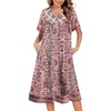 image:imageEkouaer House Dress for Women Button Down Nightgown Short Sleeve Housecoat with pockets S4XLRed Flower