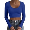 image:imageEkouaer Long Sleeve Crop Tops for Women Scroop Neck Lightweight Basic Base Layer Thermal Undershirts ShirtsRoyal Blue