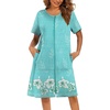 image:imageEkouaer Women Robes Lightweight House Coat Short Sleeve Floral Print Mumu House Dresses with Pockets Zipper NightgownsFloral Green