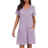 image:imageEkouaer Women Zipper Robe Waffle Short Sleeve Bathrobes Lightweight Knee Length Housecoat with Pockets
