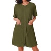 image:imageEkouaer Women Zipper Robes Knit Short Bathrobe Lightweight House Coat with Pockets Soft NightgownArmy Green