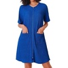 image:imageEkouaer Women Zipper Robes Knit Short Bathrobe Lightweight House Coat with Pockets Soft NightgownBlue Purple