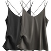 image:imageEkouaer Womens 2Pack Silk Satin Camisole Tank Top V Neck Sexy Cross Back Spaghetti Strap Cami Sleeveless Lounge Tops SXXLBlackdark Grey