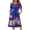 image:imageEkouaer Womens House Dress with Pockets Moomoo Dresses Short Sleeve Mumu Nightgown Lounge Dress Button Down SleepwearBloom