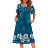 image:imageEkouaer Womens House Dress with Pockets Moomoo Dresses Short Sleeve Mumu Nightgown Lounge Dress Button Down SleepwearBlue With Flower