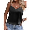 image:imageEkouaer Womens Lace Silk Satin Pajama Tank Tops V Neck Camisole Soft Spaghetti Strap Tops Loose Sleepwear S3XLBlack