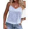 image:imageEkouaer Womens Lace Silk Satin Pajama Tank Tops V Neck Camisole Soft Spaghetti Strap Tops Loose Sleepwear S3XLBlue and White Leaves