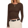 image:imageEkouaer Womens Long Sleeve Shirts Fitted Tops Stretchy Base Layer Basic Tight Thermal Undershirt XSXXLBrown