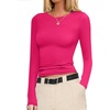 image:imageEkouaer Womens Long Sleeve Shirts Fitted Tops Stretchy Base Layer Basic Tight Thermal Undershirt XSXXLHot Pink