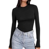 image:imageEkouaer Womens Long Sleeve Shirts Tight Fitted Tops Crewneck Underscrubs Tee Lightweight Basic Thermal UndershirtsBlack