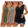 image:imageEkouaer Womens Maternity Tank Tops 3 Packs Sleeveless Nursing Tops V Neck Breastfeeding Shirts Pregnancy ClothesArmy Green  Grey  Black3pcs