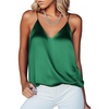 image:imageEkouaer Womens Silk Satin Camisole Tank Tops V Neck Sleeveless Spaghetti Straps Blouse Casual Racerback ShirtGreen