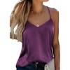 image:imageEkouaer Womens Silk Satin Tank Tops V Neck Camisole Spaghetti Strap Top Summer Basic BlouseBright Purple