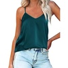 image:imageEkouaer Womens Silk Satin Tank Tops V Neck Camisole Spaghetti Strap Top Summer Basic BlouseOnion Green