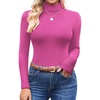 image:imageEkouaer Womens Turtleneck Shirts Ribbed Pullover Sweater Long Sleeves Tops Midweight Thermal Underwear BlouseRose Red