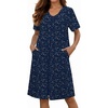 image:imageEkouaer Zipper Robes for Women Short Knit Bathrobes Lightweight Knee Length Housecoat with Pockets Nightgown S3XLNavy Blue Star