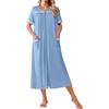 image:imageEkouaer Zipper Robes for Women Short Sleeve Bathrobe Soft Lightweight Housecoat Full Length Nightgown with Pockets S3XLLight Blue