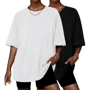 image:imageEkouaer 2 Pack Womens Tops Short Sleeve Oversized T Shirts Summer Spring Tops 2025 Basic Casual Tee Top SXXLBlackWhite