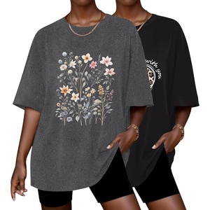 image:imageEkouaer 2 Pack Womens Tops Short Sleeve Oversized T Shirts Summer Spring Tops 2025 Basic Casual Tee Top SXXLDark GreyBlack Heart