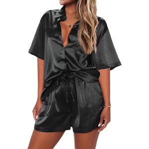 image:imageEkouaer 2 Piece Pajama Set Silk Soft Sleepwear Short Sleeve Causal Homewear PajamaB