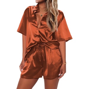 image:imageEkouaer 2 Piece Pajama Set Silk Soft Sleepwear Short Sleeve Causal Homewear PajamaCac