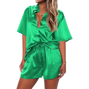 image:imageEkouaer 2 Piece Pajama Set Silk Soft Sleepwear Short Sleeve Causal Homewear PajamaGt