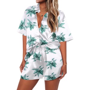 image:imageEkouaer 2 Piece Pajama Set Silk Soft Sleepwear Short Sleeve Causal Homewear PajamaHp2
