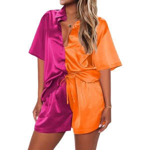 image:imageEkouaer 2 Piece Pajama Set Silk Soft Sleepwear Short Sleeve Causal Homewear PajamaPat1