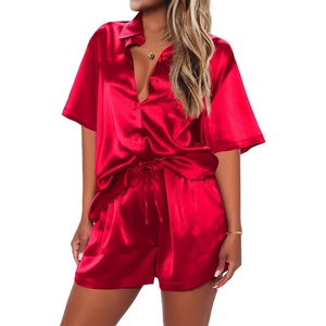 image:imageEkouaer 2 Piece Pajama Set Silk Soft Sleepwear Short Sleeve Causal Homewear PajamaTr