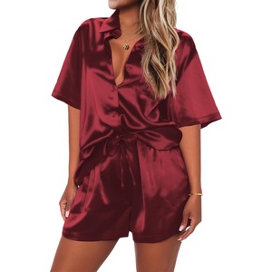 image:imageEkouaer 2 Piece Pajama Set Silk Soft Sleepwear Short Sleeve Causal Homewear PajamaWr