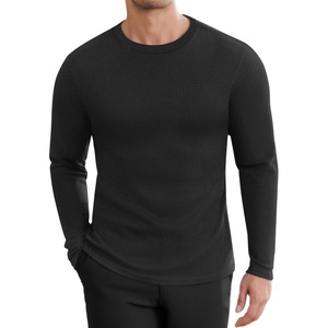image:imageEkouaer Mens Long Sleeve Shirts Honeycomb Waffle Pullover Sweater Crewneck Thermal Tops Lightweight Undershirts Black M