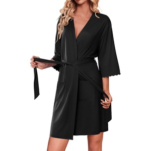 image:imageEkouaer Solid Color Nightgown Causal Nightdress Women Comfy Short Sleeves Night wearB