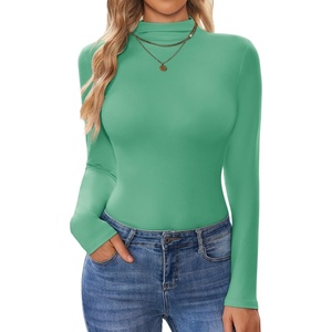 image:imageEkouaer Turtleneck Shirt Women Long Sleeve Mock Neck Slim Fit Tops Thermal Base Layer Soft Lightweight Stretch UndershirtsGreen