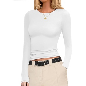 image:imageEkouaer Womens Long Sleeve Shirts Fitted Tops Stretchy Base Layer Basic Tight Thermal Undershirt XSXXLWhite