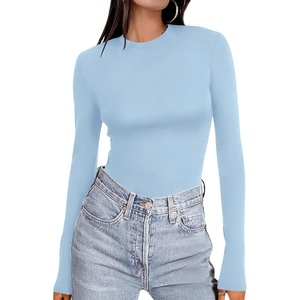 image:imageEkouaer Womens Long Sleeve Shirts Tight Fitted Tops Crewneck Underscrubs Tee Lightweight Basic Thermal UndershirtsLight Blue