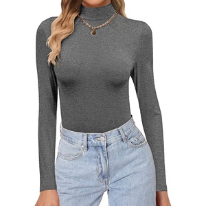 image:imageEkouaer Womens Turtleneck Shirts Long Sleeve Soft Lightweight Fitted Mock Thermal Base Layer TopsDark Grey