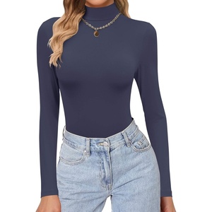 image:imageEkouaer Womens Turtleneck Shirts Long Sleeve Soft Lightweight Fitted Mock Thermal Base Layer TopsNavy Blue