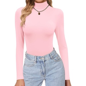 image:imageEkouaer Womens Turtleneck Shirts Long Sleeve Soft Lightweight Fitted Mock Thermal Base Layer TopsPink