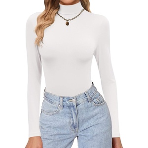 image:imageEkouaer Womens Turtleneck Shirts Long Sleeve Soft Lightweight Fitted Mock Thermal Base Layer TopsWhite