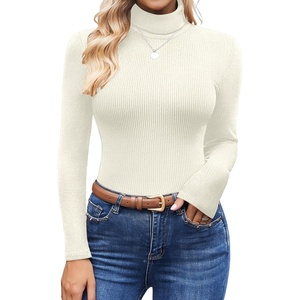 image:imageEkouaer Womens Turtleneck Shirts Ribbed Pullover Sweater Long Sleeves Tops Midweight Thermal Underwear BlouseBeige