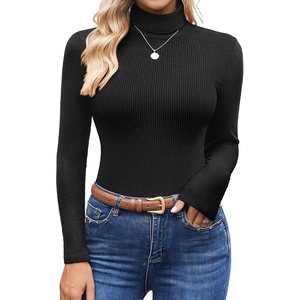 image:imageEkouaer Womens Turtleneck Shirts Ribbed Pullover Sweater Long Sleeves Tops Midweight Thermal Underwear BlouseBlack